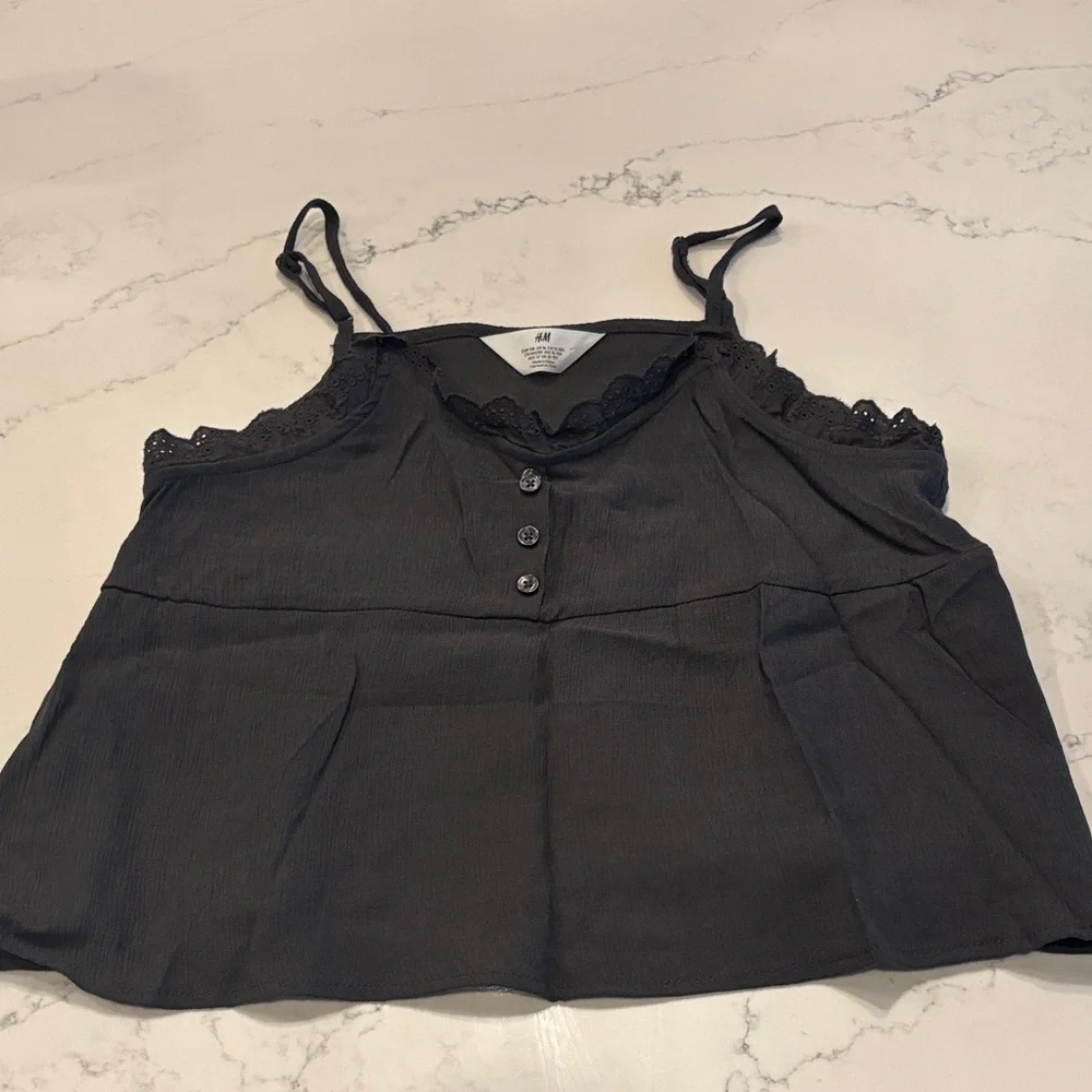 H&M Black Buttoned Lace Camisole